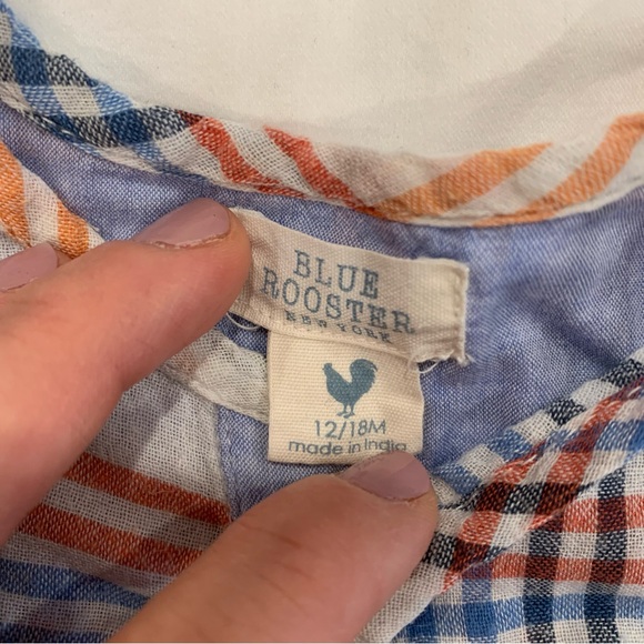 Blue Rooster Baby Boy Button Short Sleeve Checkered Shirt - 12-18 Months - Picture 4 of 4